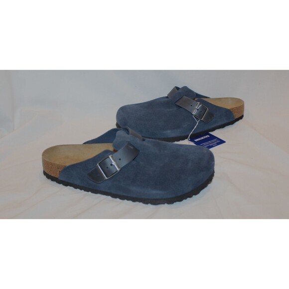 Birkenstock Men\'s Boston BS Suede Mule Clog Suede Sandals EU 42 US 9 Reg Blue